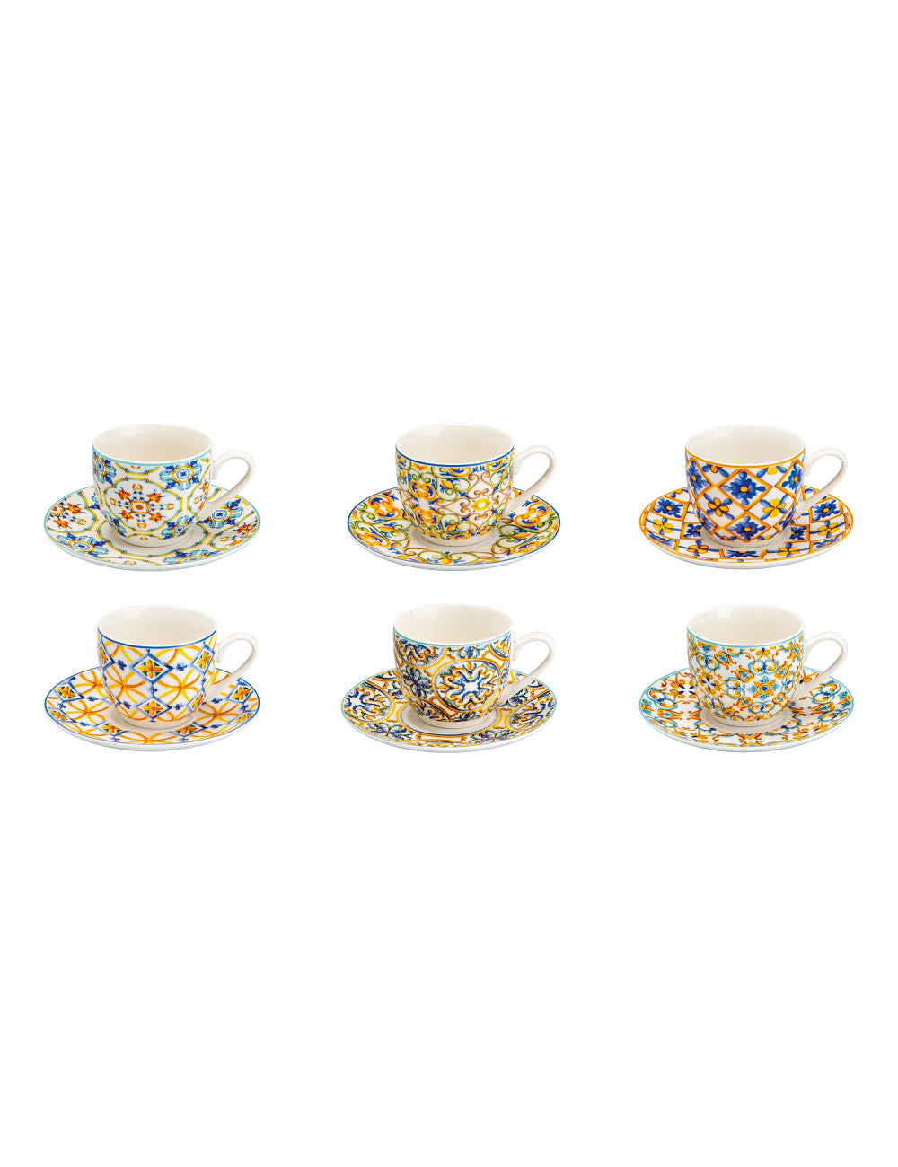 Brandani Set 6 Tazzine Da Caffè Medicea In Bone China Con Piattino – Stile Bohémien, Eleganti E Termoresistenti