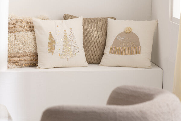 Cuscino Albero Di Natale Bianco/Oro - Jolipa