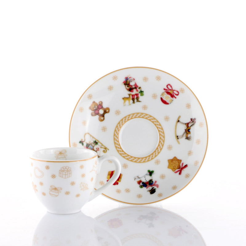 Set 2 Tazze Caffè C/Piattino Toys Natale - Weissestal