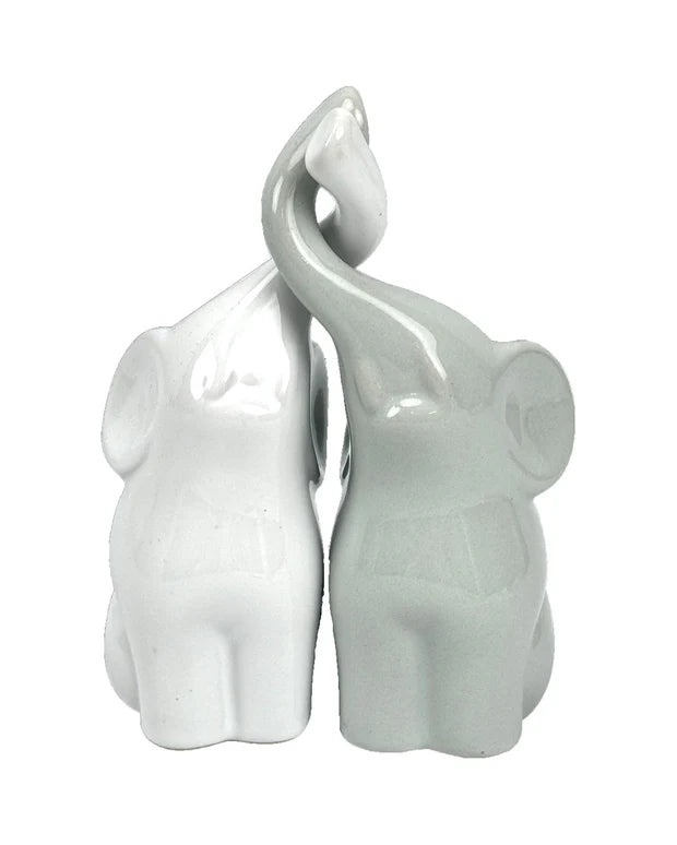 Coppia Elefanti Bianco/Grigio Lucido - Villa Altachiara