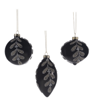 Sfera Nera C/Foglie Decorate - Goodwill