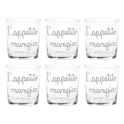 Set 6 Bicchieri Acqua 'L'Appetito vien mangiando' - SIMPLE DAY
