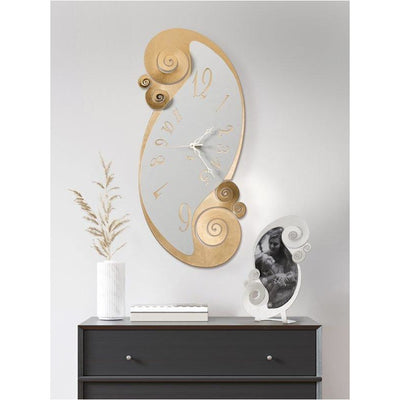 Circeo Arti & Mestieri Clock - Gold and White Marble
