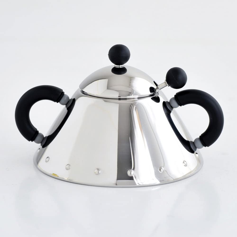 Alessi sugar bowl with black spoon handles