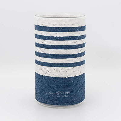 Porta Candela Bianco e Blu Vetro Batela